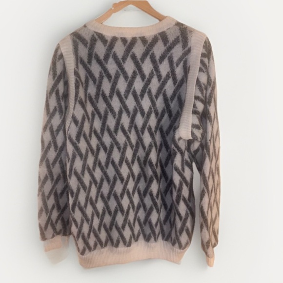 Vintage Raska Yugoslavia Handknit Wool Zip Cardigan Sweater Criss Cross XL - Picture 10 of 11